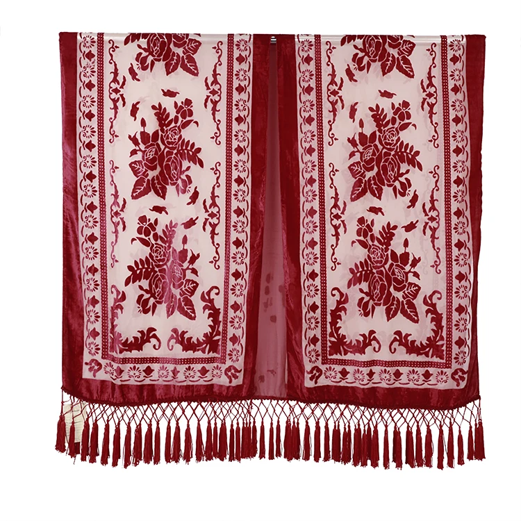 Hot sale wearable ruana with tassel Female Burnout velvet kimono