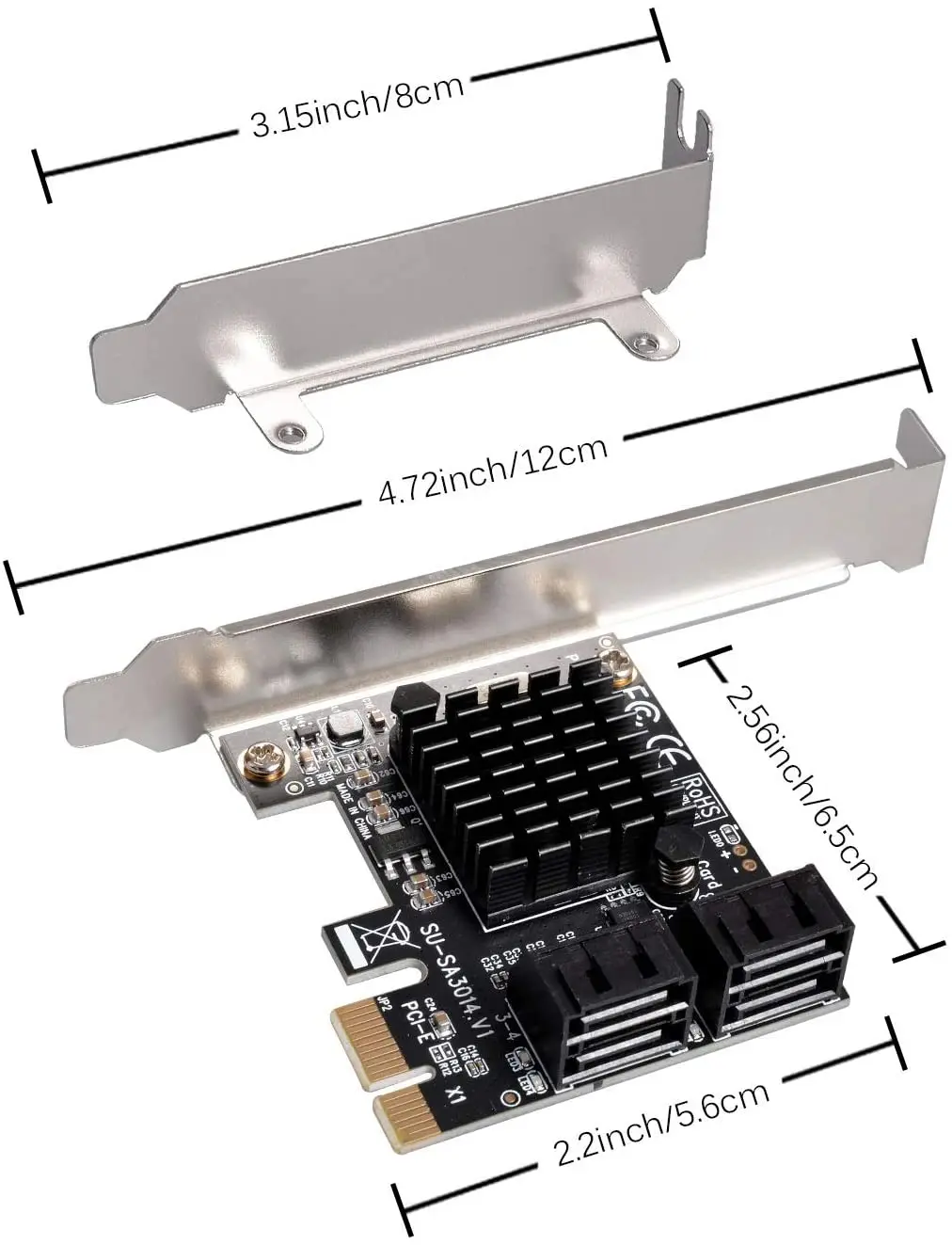 PCIE SATA III 6 Gbps Expansion Controller With 88SE9215 Chipset for Desktop