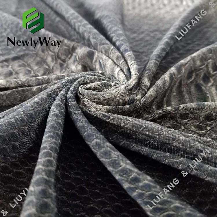 Unique snakeskin design printed lace nylon stretch tricot knit fabric online wholesale