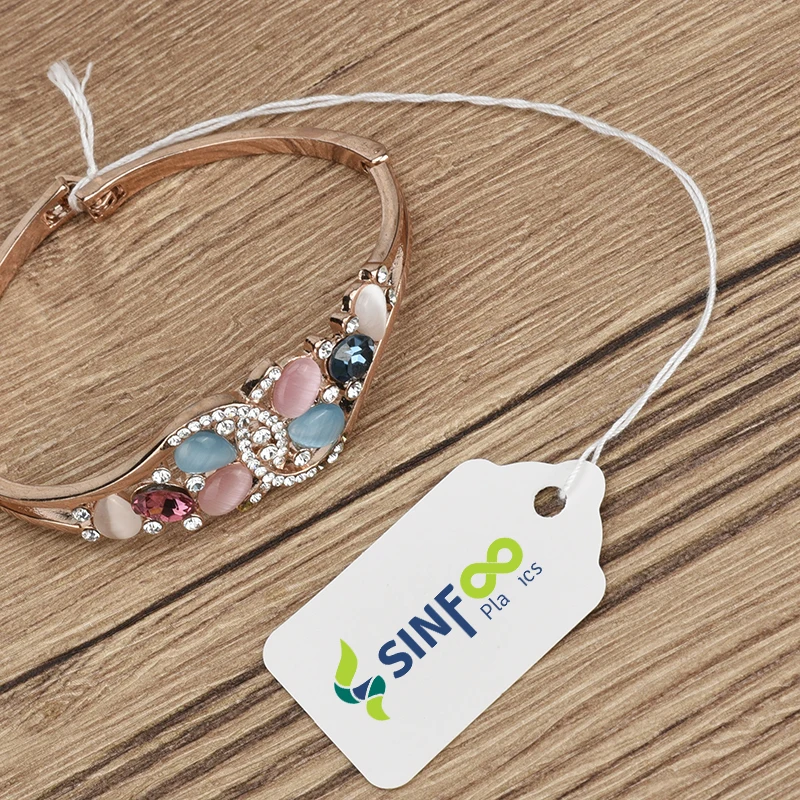 24x38mm Custom White Jewelry Paper Hang Tag with String