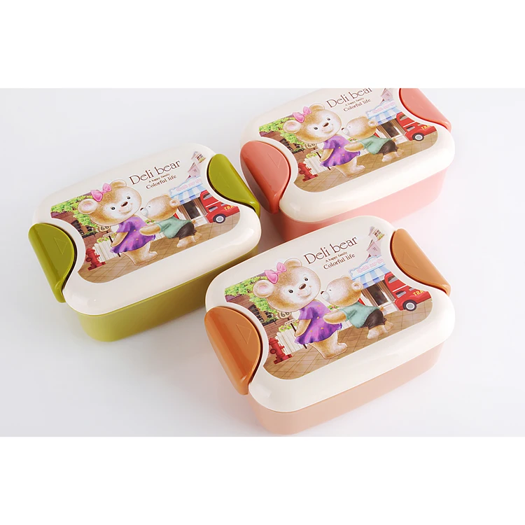 
KJH Live Eco-Friendly Microwave Cartoon Plastic Lunch Box Kids Bento Box With Fork 