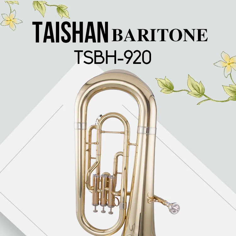 TaiShan Bb tone factory price gold lacquer Baritone Horn 3 vertical pistons Baritone
