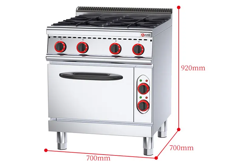 Cooking equipment restaurant gas stove commercial gas range 4 burners with oven