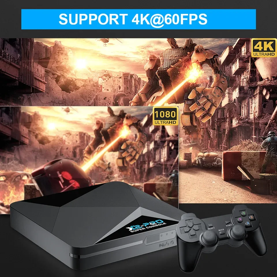 Super console x2 pro New Retro Video Game Console 64G 50000 Games Installed Android TV Box three System Wireless Controller