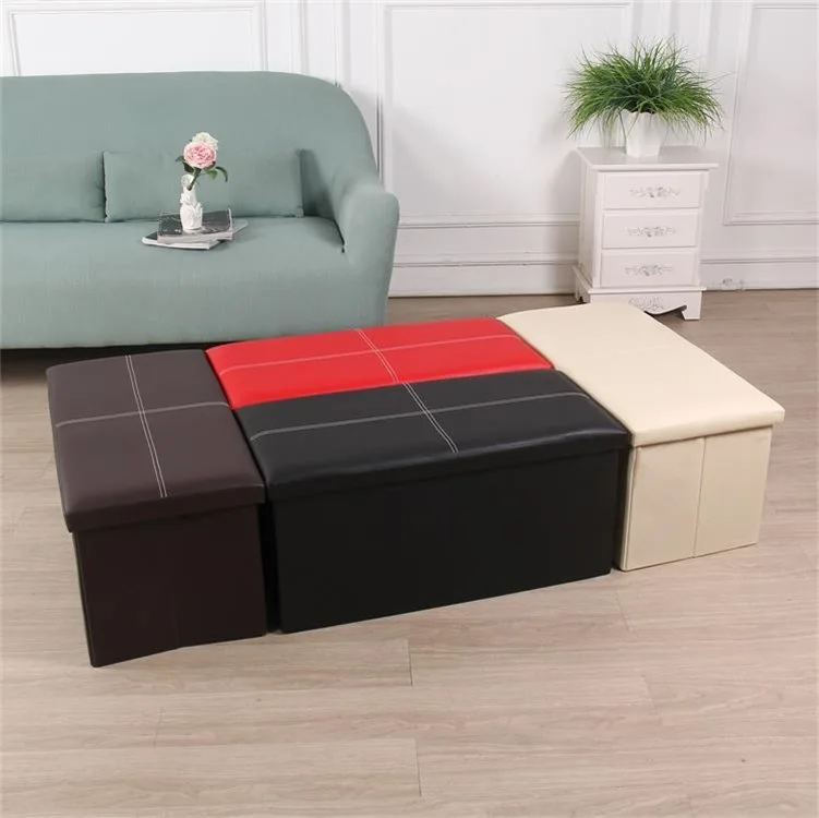 Пользовательские хранения стул box Организатор складной хранения османский большой скамейке искусственная кожа складной домашний декор