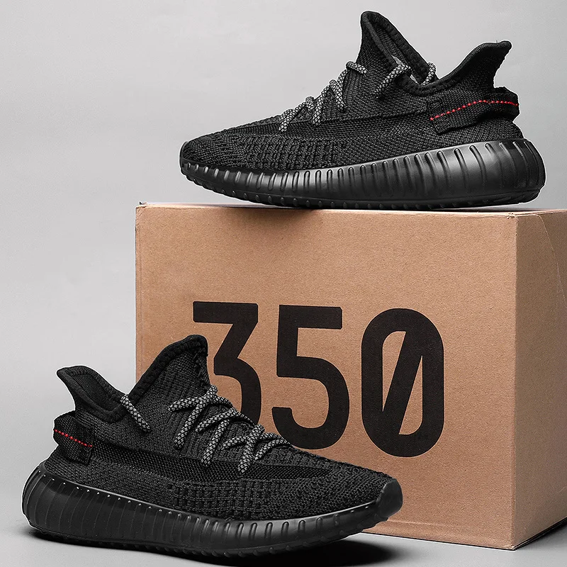  2020 реальный черный Yezzy 350 сланцы V2 Мужские Женские Оригинальные Oem детские кружевные повседневные кроссовки для бега спортивная