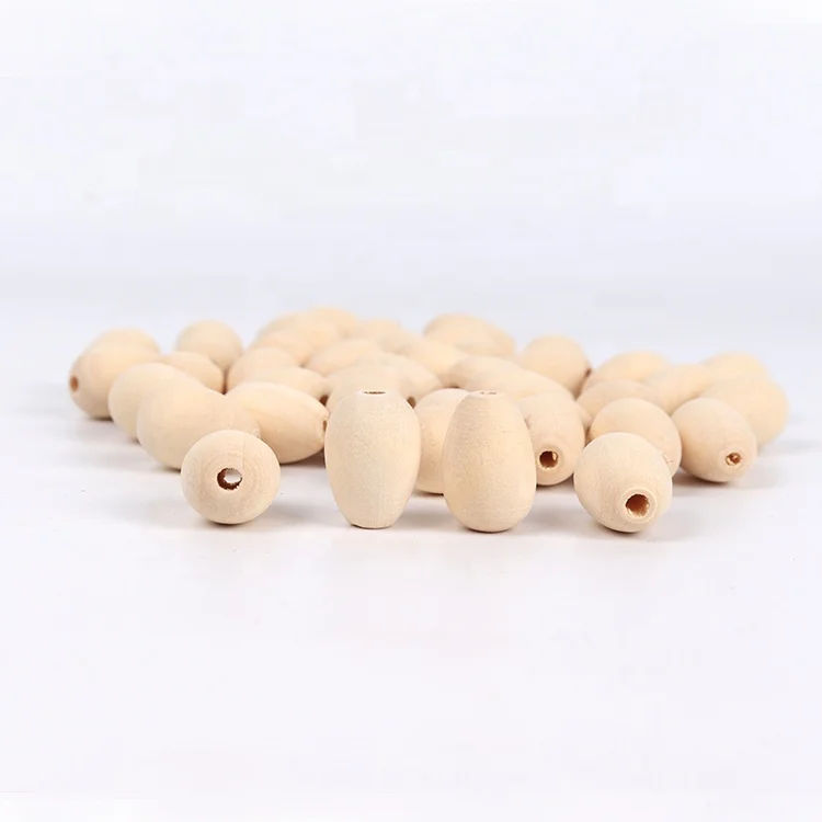 High Quality Jewelry Accessories Bulk Wooden Beads Natural Unfinished Oval  Shaped Wood Beads