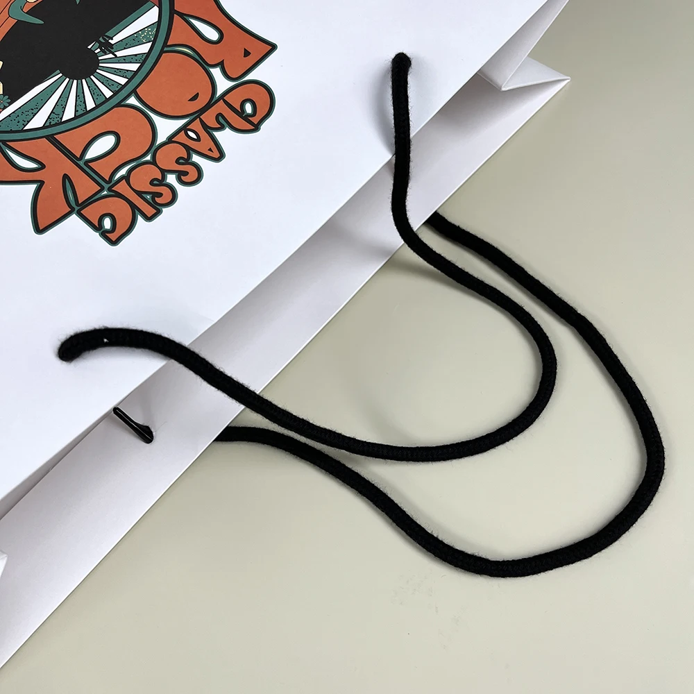 Luxury Ribbon Handle Boutique Shopping Packaging Customized Printed White Euro Paper Gift Bags With Logo