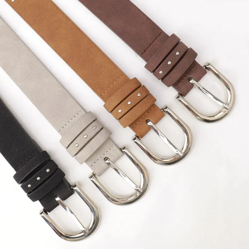 Female Casual Needle Buckle Wide Belts Soft Suede PU Waist Belt for Ladies Dress Jeans Simple Western Studs Women Belt