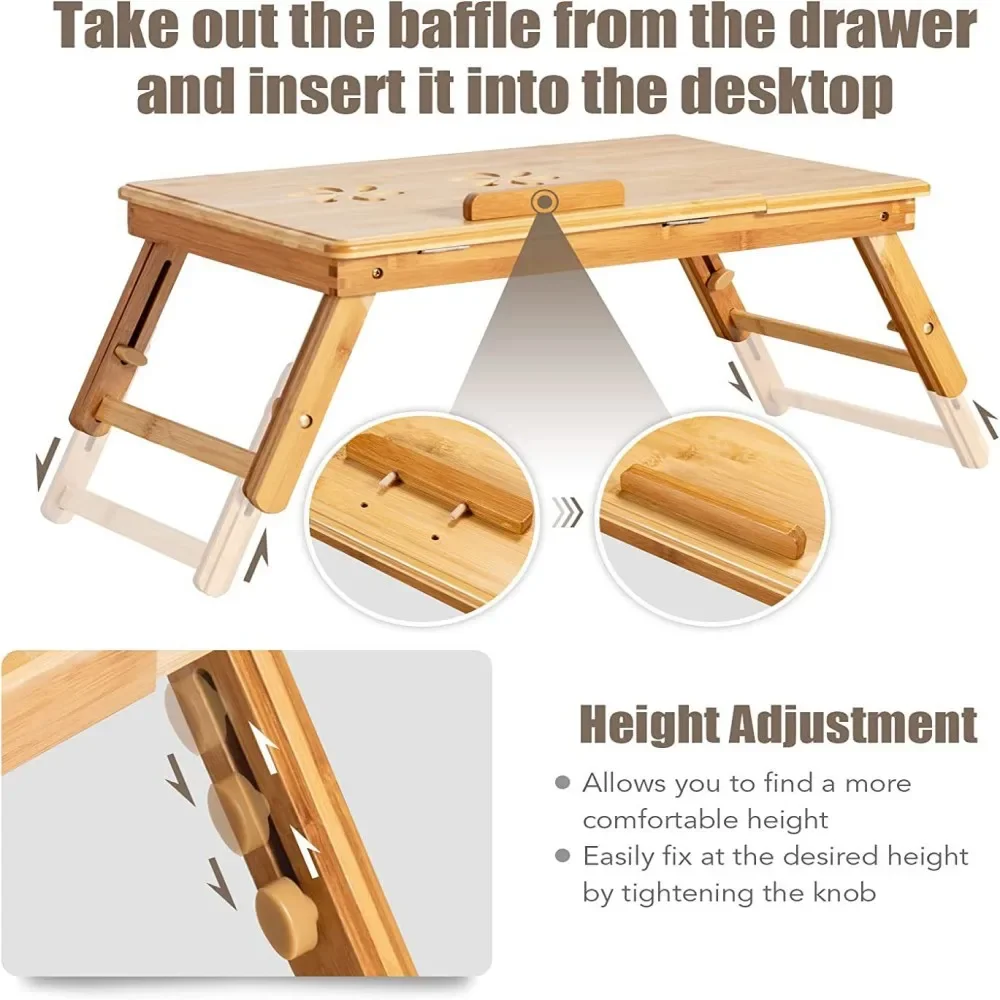 Home Folding Laptop Desk Laptop Bed Tray Table Desk Portable Lap Desk for Bed Sofa Study Reading