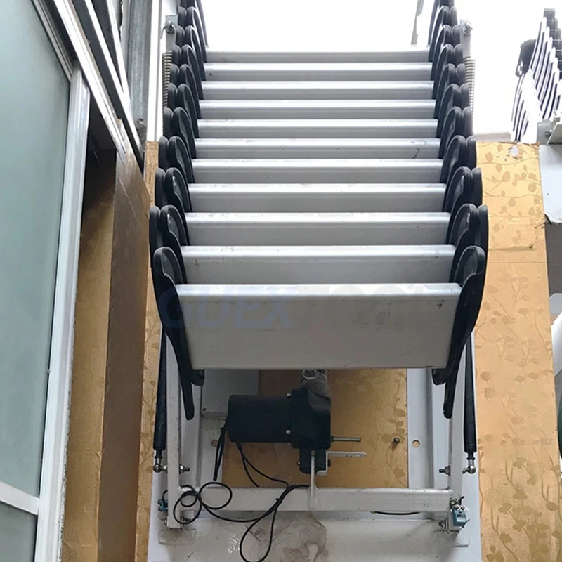 Customized Retractable Telescopic Loft Access Ladder On Vertical With Panel