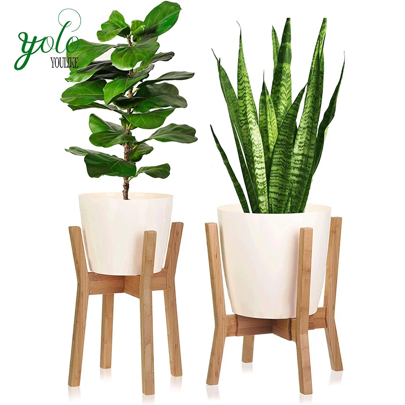 Bamboo Plant Stand Indoor/adjustable (8-12 Inch) For Home