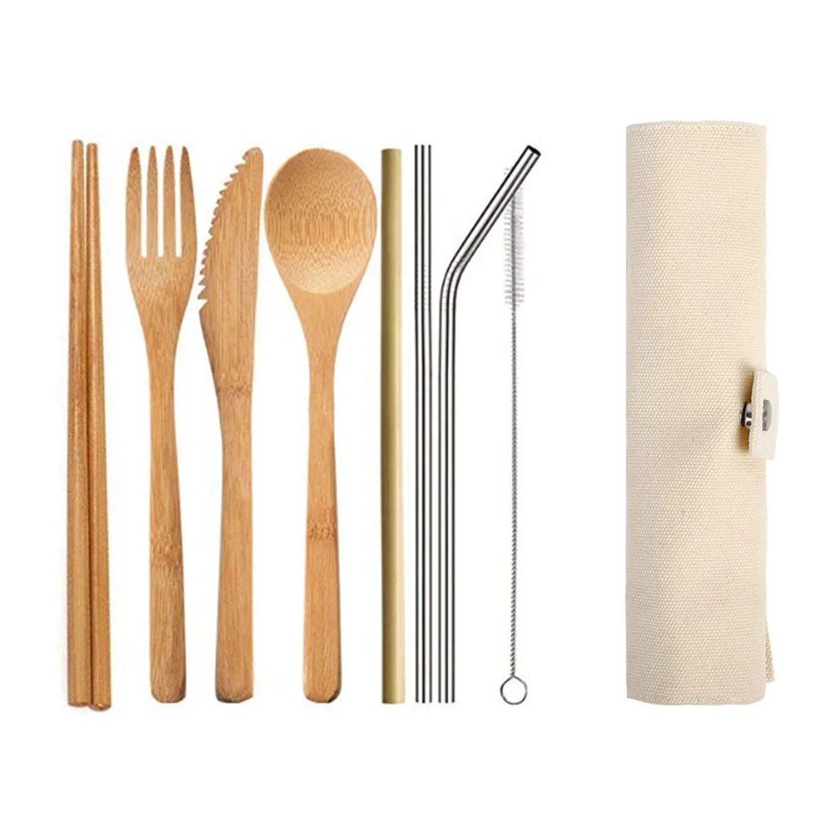 Zero Waste Eco friendly Biodegradable Natural Bamboo Wood Knife Spoon Fork Travel Camping Bamboo Cutlery