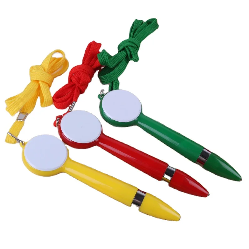 Wholesale Promotional Plastic Ballpoint Pen With Cord Cheap Can Custom Logo Advertising Novelty Portable Lanyard Pens