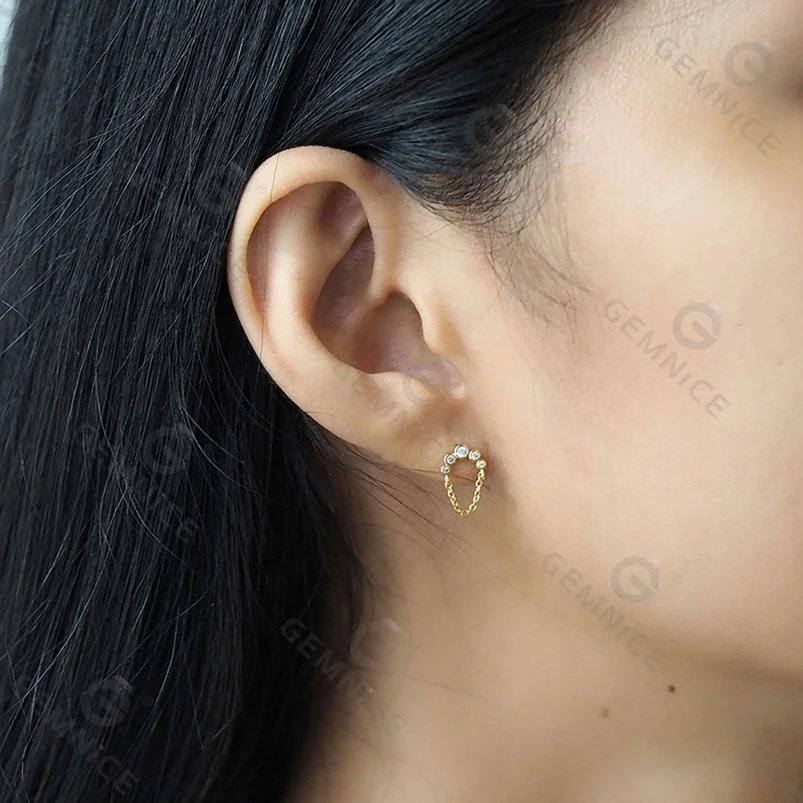 Gemnel ювелирные изделия 925 Стерлинговое Серебро 14k позолоченные cz цепи кисточки серьги