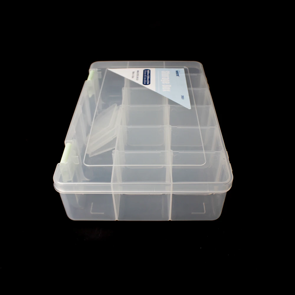 29551 18 Grids Clear Plastic compartment storage box Craft Organizer Bead Storage Container with Adjustable Dividers
