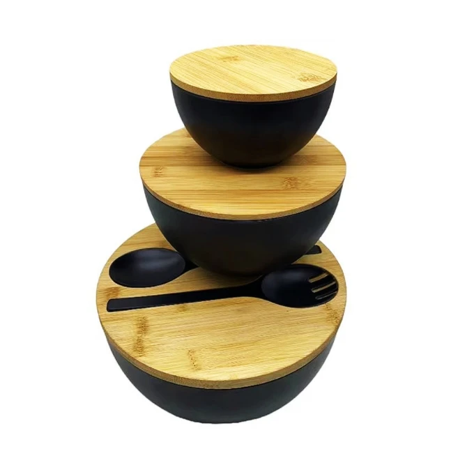 Лидер продаж 3700 мл экологически чистые миски из бамбукового волокна большие кухонные белый синий черный Меламиновый материал пищевое