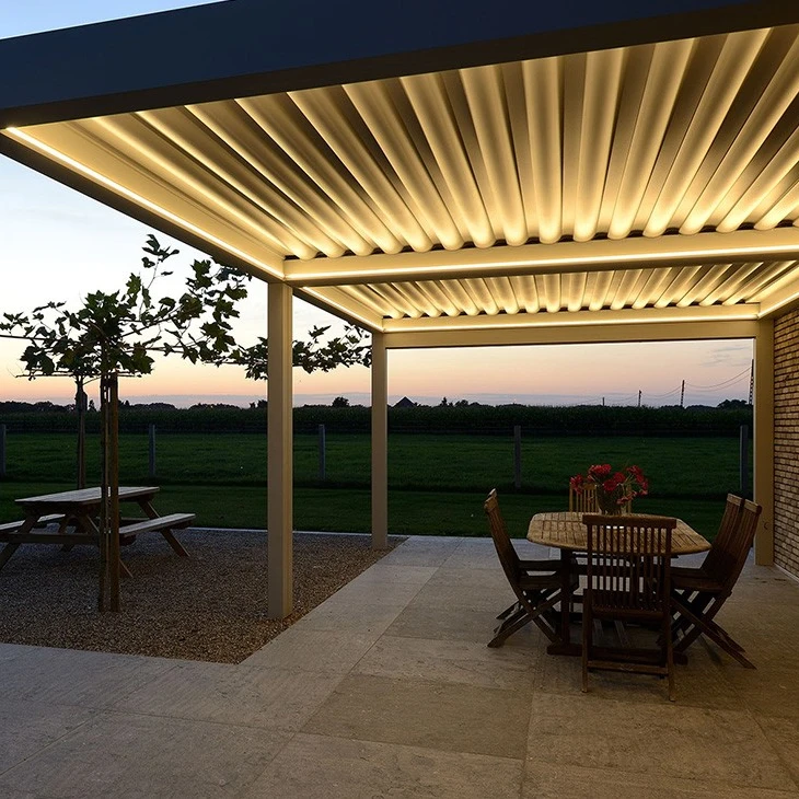 Garden LED lighting Outdoor Waterproof Villa Aluminum Pavilion Louver Roof Gazebo