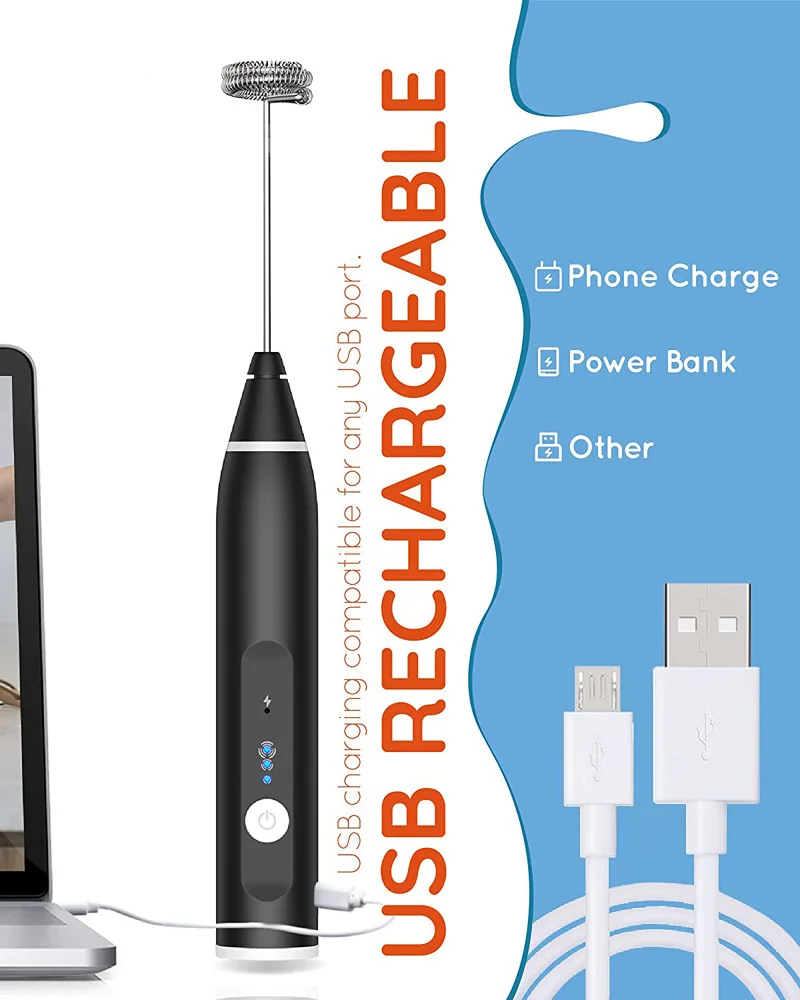 Soft handle coffee frother foamer whisk mixer stirrer egg beater mini handheld milk egg stirring tool electric milk frother