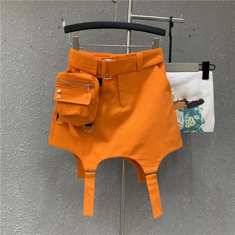 Wholesale 2024 solid big girls orange mini skirt for children