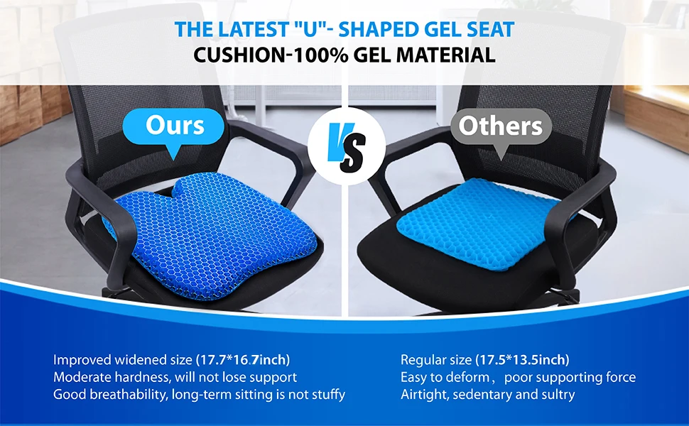 New Breathable Cooling Gel Cushion Office Chair Car Seat Cushion