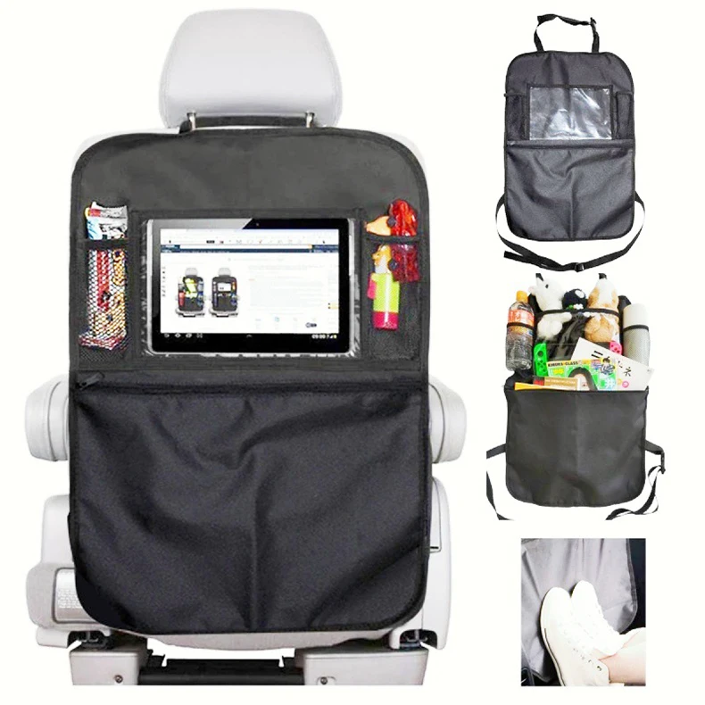 Waterproof Car Seat Back Protectors Tablet Holder PU Leather Car Backseat Organizer Travel Storage Organizer Waterproof Car Seat