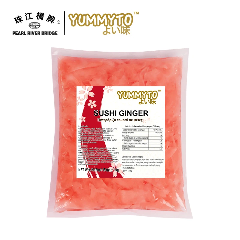 Sushi Ginger Slice Pickled Ginger Hot Sale Factory Price 5g*200 YUMMYTO BRAND Red Vinegar Preserved from CN;SHN Bag Packaging