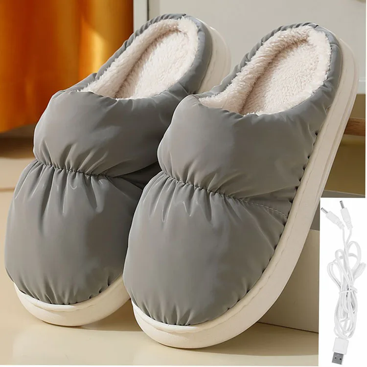 New Design 2022 Closed Toe Indoor Outdoor Warm Winter Slides Electric Rechargeable Heated Shoes