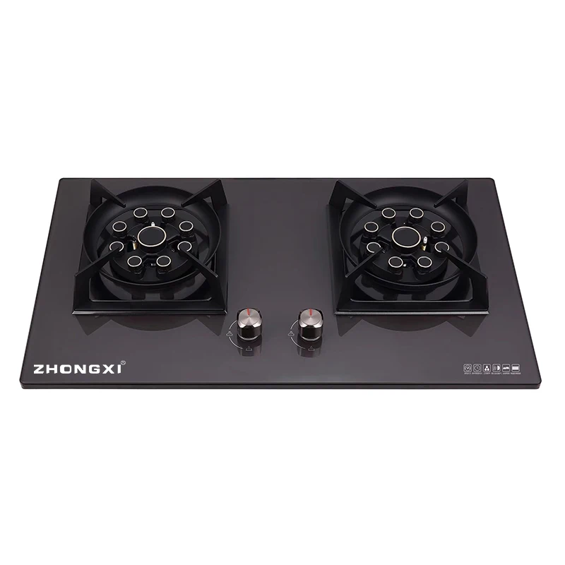 Новый дизайн крышка Мраморная поддон прочное высококачественное закаленное стекло встроенная в газовую плиту двойная горелка