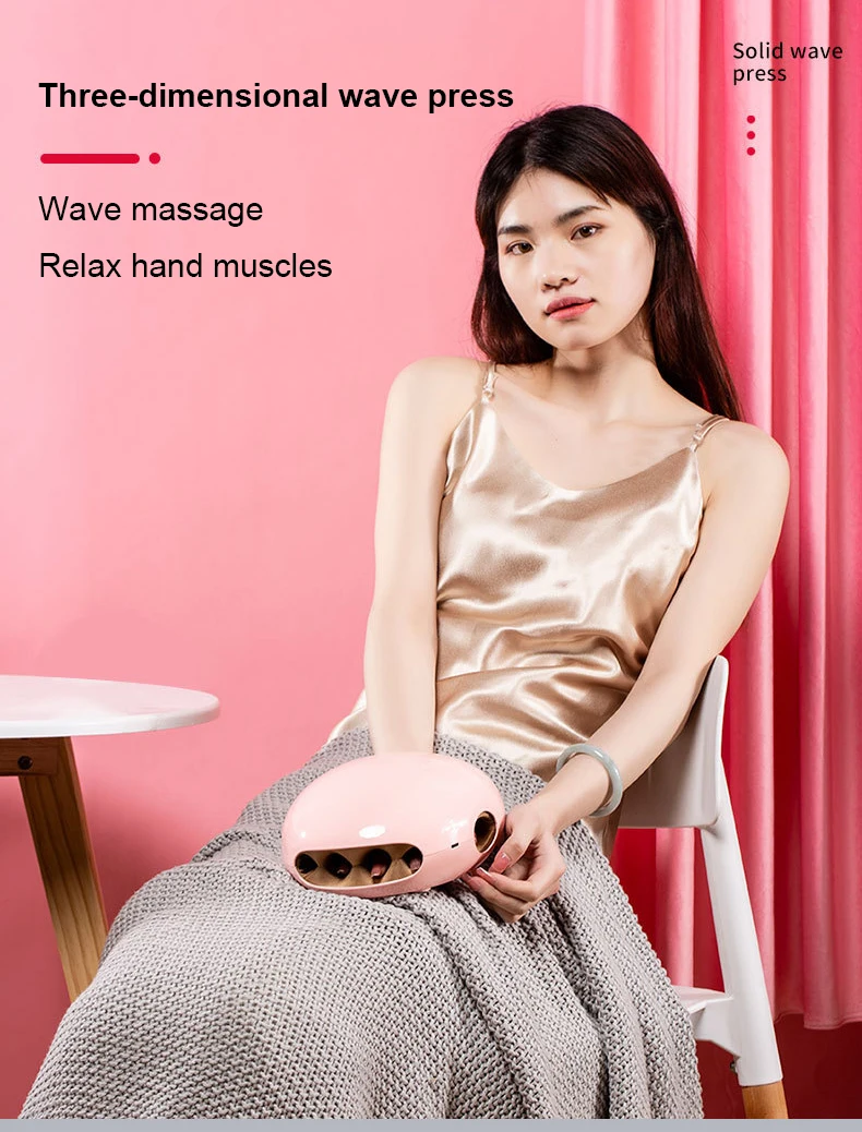 Multi-function Electric Kneading Finger Device Mini Air Compression Hand Massager with Heat