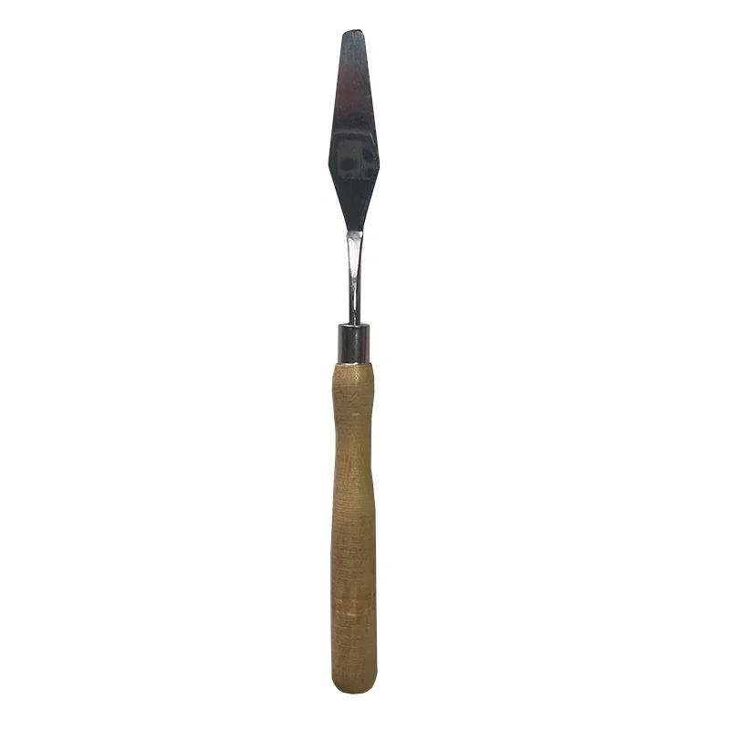 custom logo amazon professional painting tool wooden handle stainless steel cutter head palette knife for artist paint