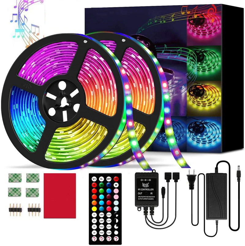 
Bedroom Kitchen Room DIY Home Decoration RGB LED Light Color Changing with 44 Keys SMD 5050 Flexible Led Lights Led Strip Lights 