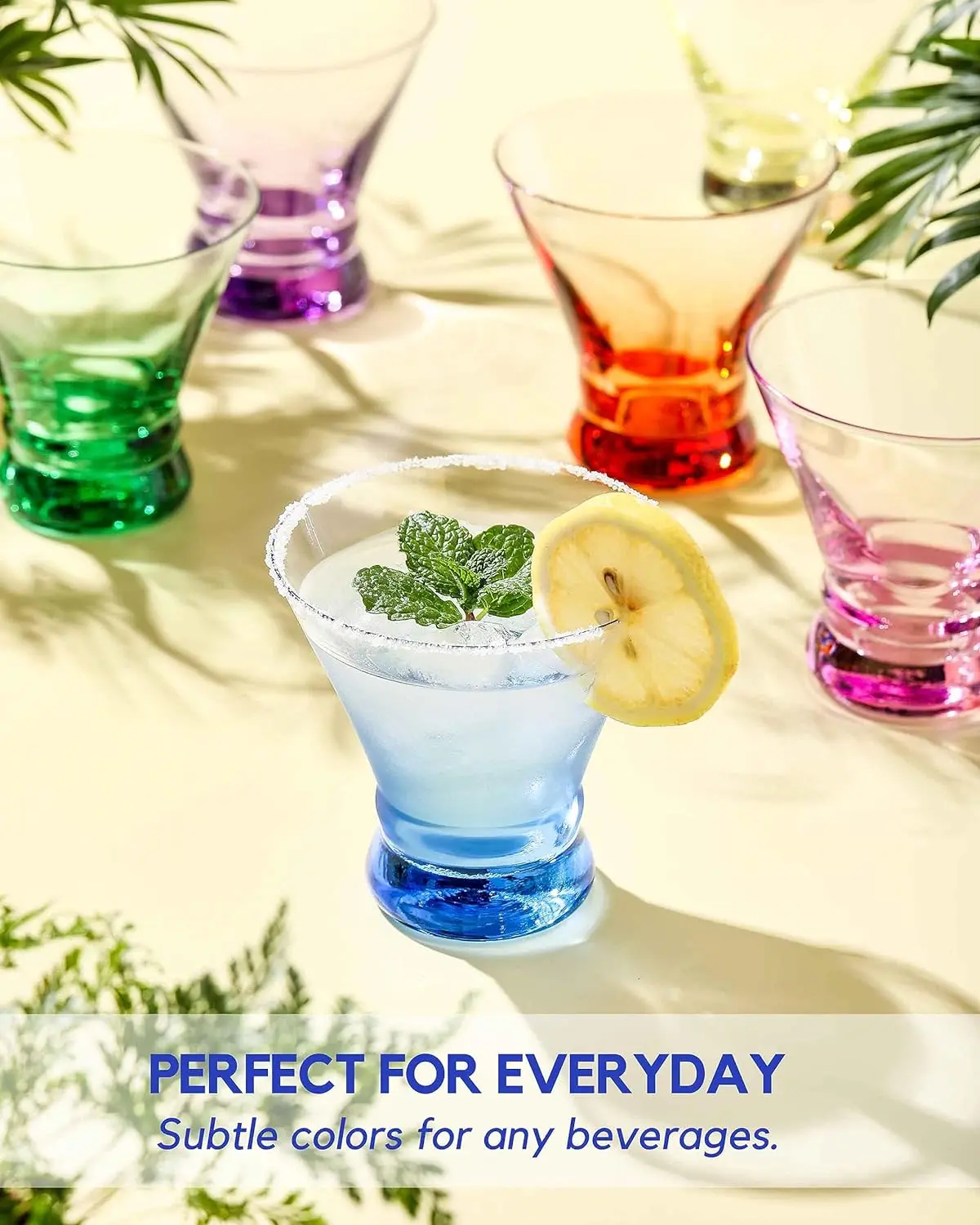 Wholesale Martini Glasses Cocktail Glasses  8oz Stemless Margarita Bar Dessert Glass Colored Liquor Drinking Glassware