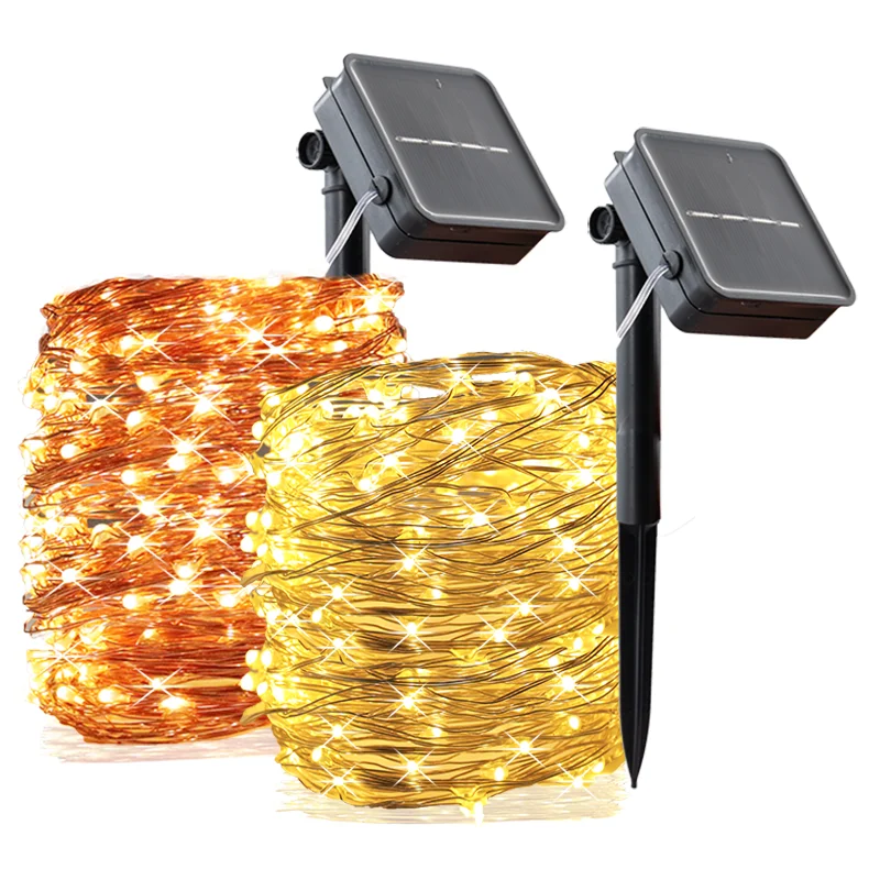 Christmas Decor DIY solar Battery powered Timer waterproof 5m 10m 100 LED Micro Silver Copper Wire String Fairy Light