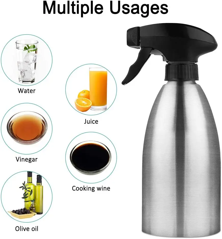 Olive Oil Spray Dispenser Stainless Steel Oil Sprayer Bottle for Cooking Vinegar Sprayer Silver Metal Tools Box