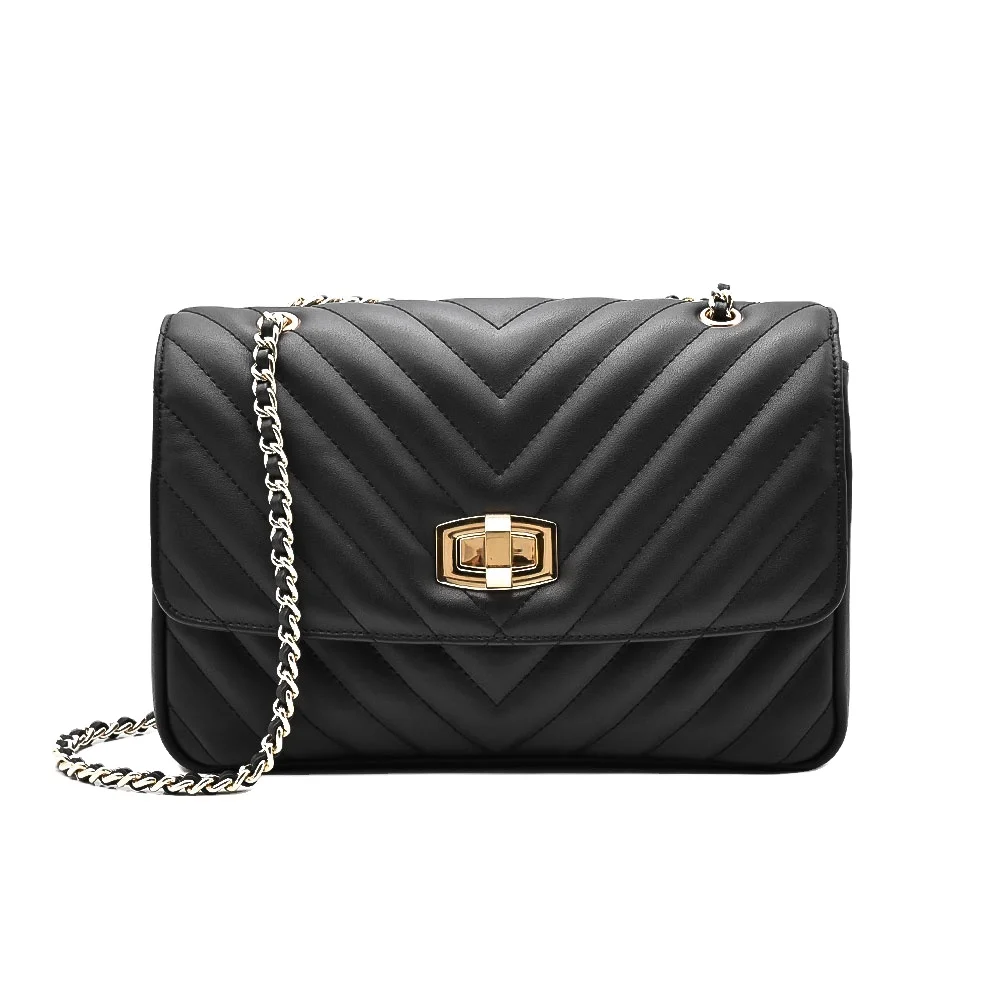 New Arrival Fashion Custom Ladies Female Genuine Cow Real Leather Black Quilted Women Sling Shoulder Bag for Girls