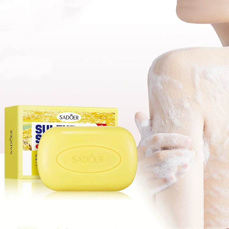 SADOER Anti-Mite Sulfur Soap Bath Shower All-Purpose Scrub Whitening Acne Removal Pimples Treatment Body Face Cleansing Soap