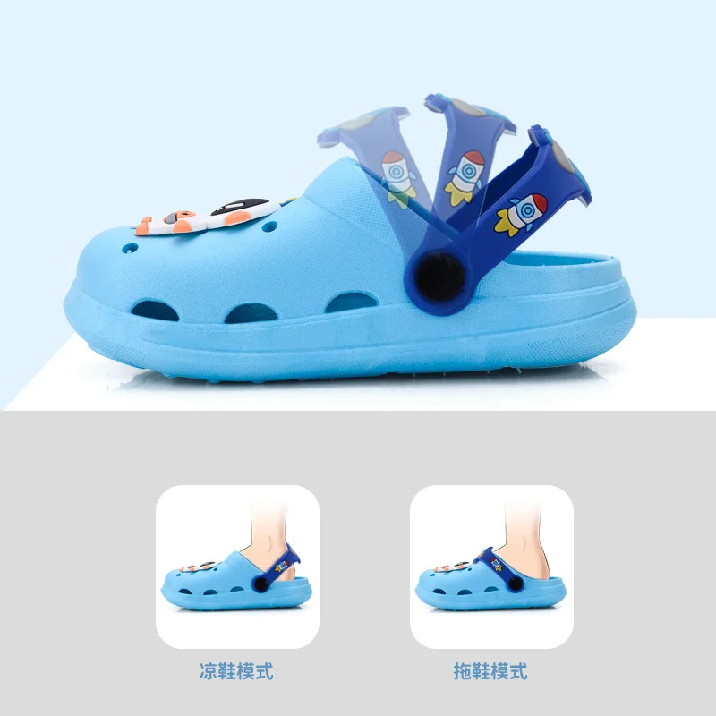 2023 New Astronaut Kids Clogs Summer Baby Boys Girls Unisex Baotou Garden Shoes Two Wear Sandals