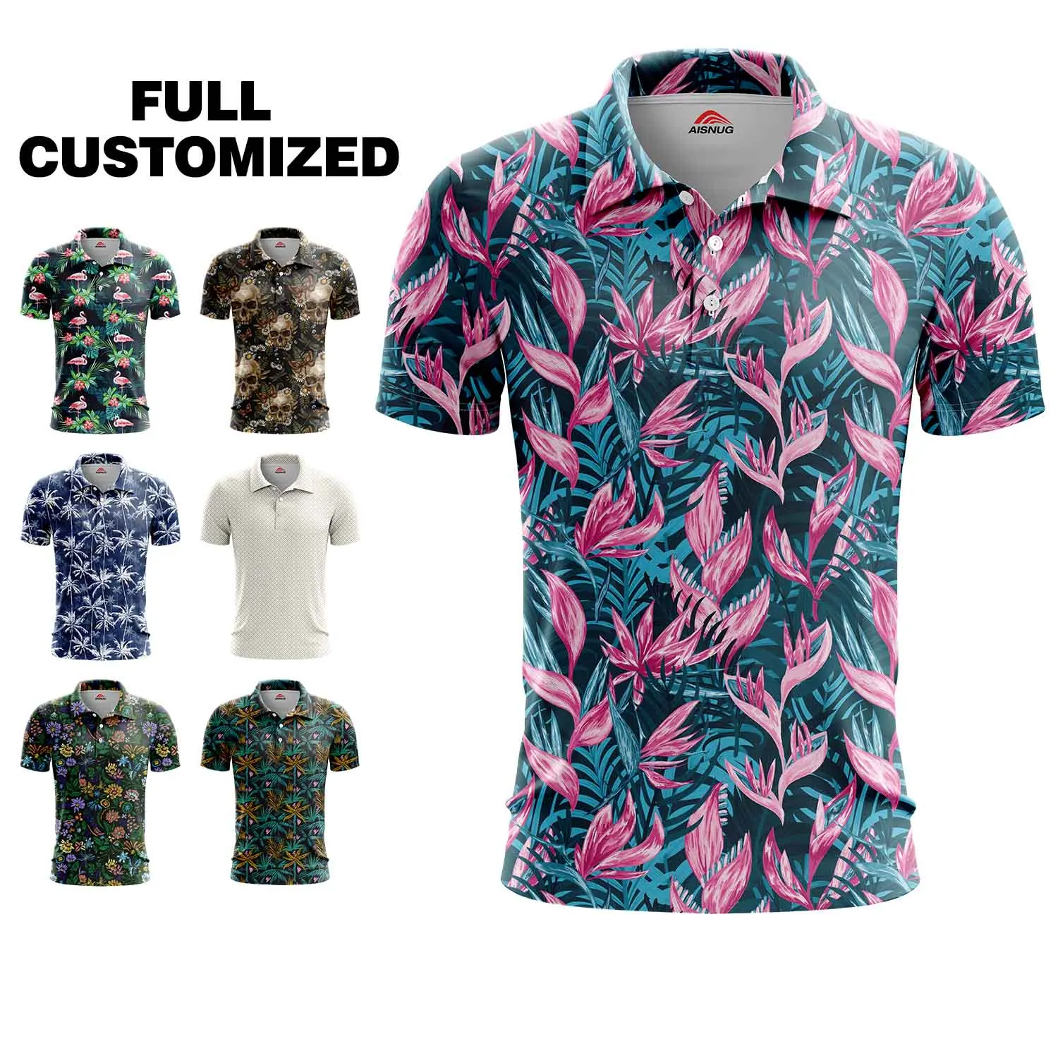 Oem Size Pique Fabric Sublimation Golf T-shirt Moisture Wicking Button Polo shirt