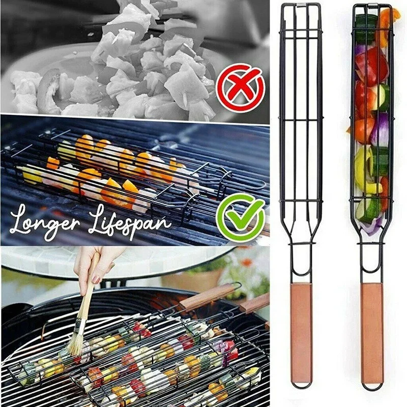 Creative Barbecue Restaurant Camping cutlery Creative dishes Stainless steel barbecue cage Vegetable barbecue clip