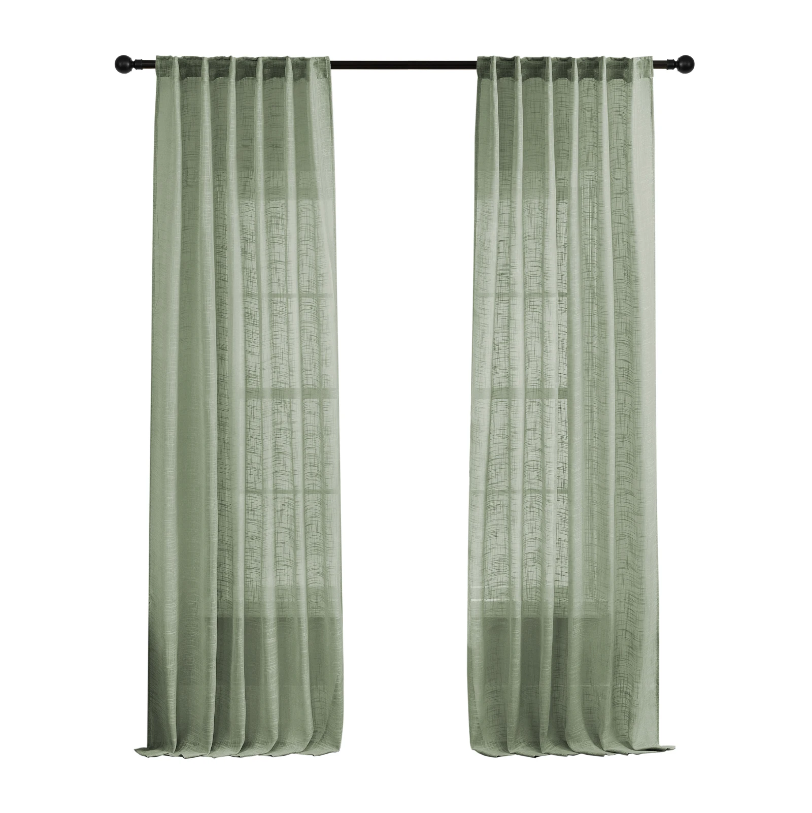 slap-up Green Curtains With Rod Pocket Semi Sheer Curtain Drapes Elegant Casual Linen Textured Window Draperies