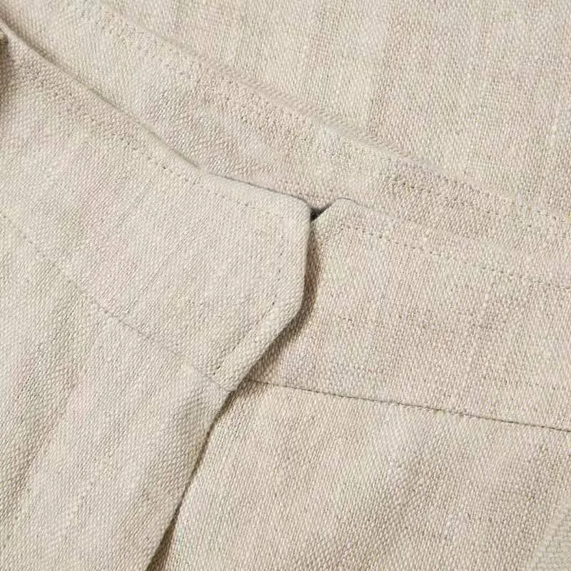 OEM Custom Fashion Frayed Edge Trousers Loose Wide Leg Drawstring Belt Korea Linen Pants for Women