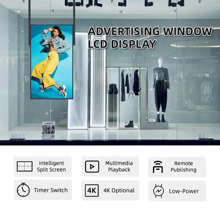 High Brightness Double-sided Ultra-thin Frame Supermarket Hotel 49 55 Inch Double Sided Window Facing Display Wall Mounted