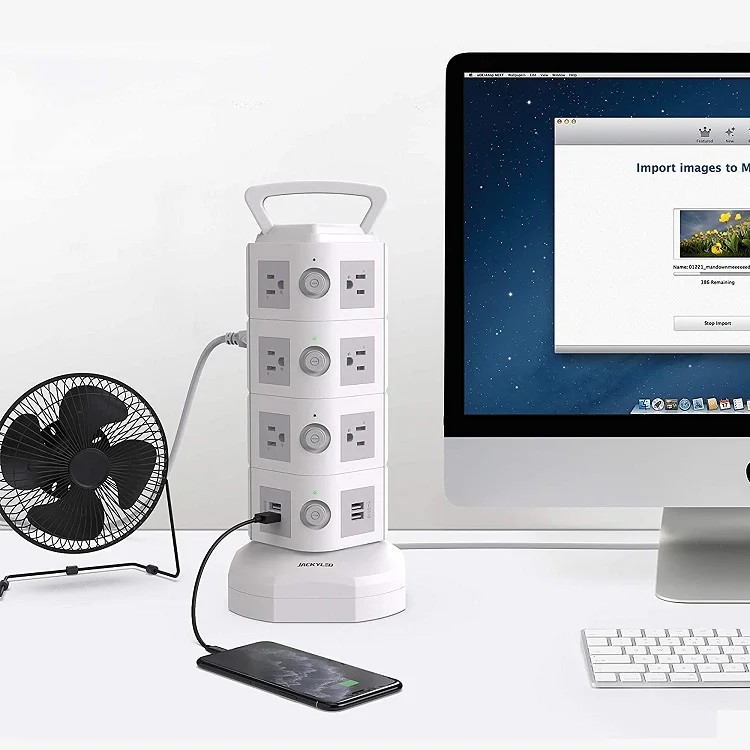 New design electrical plugs and sockets tower power strip strong surge protection usb surge protector