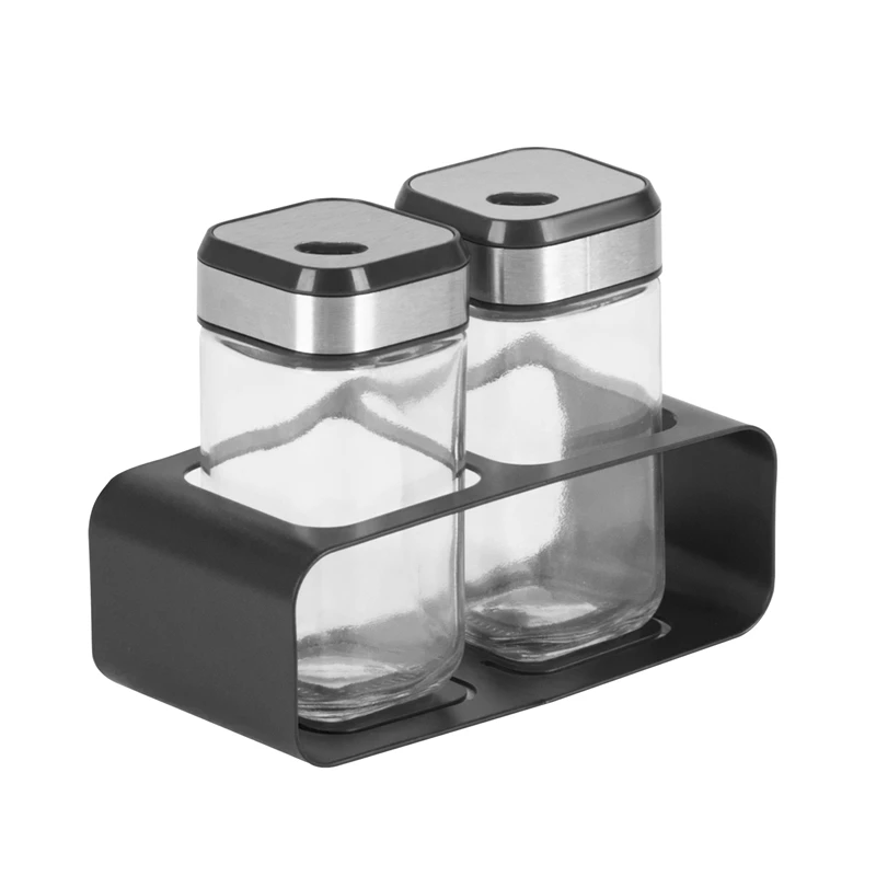 LINK LIFE Custom Red Stainless Steel Glass Red Salt and Pepper Shaker 2 in 1