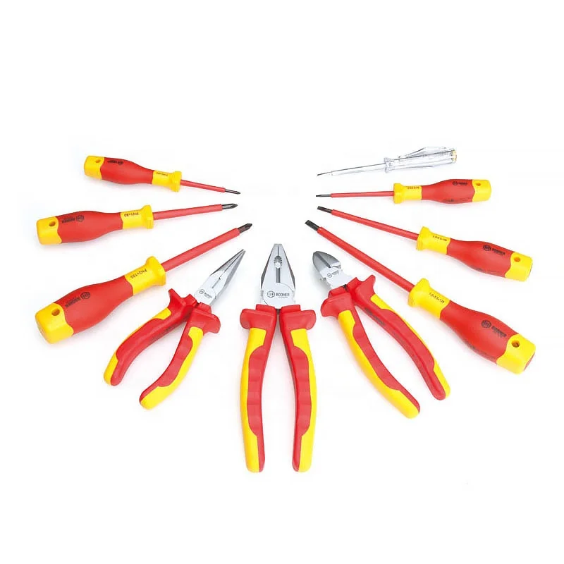 9PCS Auto Repair Tools  Electricians VDE Insulated Tool Set with pouch Pliers Screwdrivers