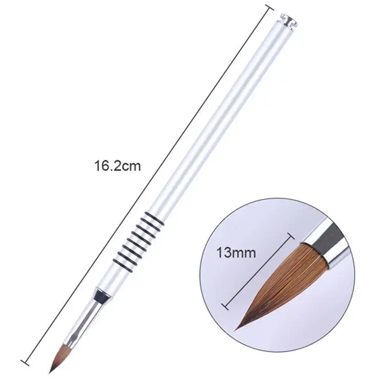 Customized LOGO 3D Nail Art Brush with Silver Metal with Non-slip Handle Detailing Kolinsky Acrylic Nail Brush #4