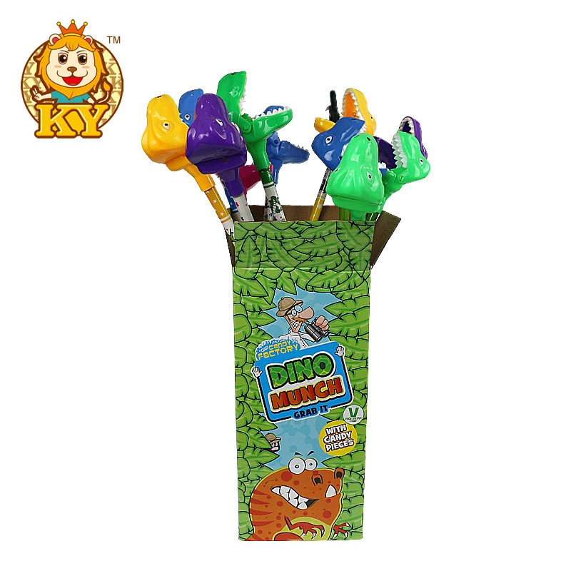 Wholesale funny dinosaur toy with sweet Puffed hard candy