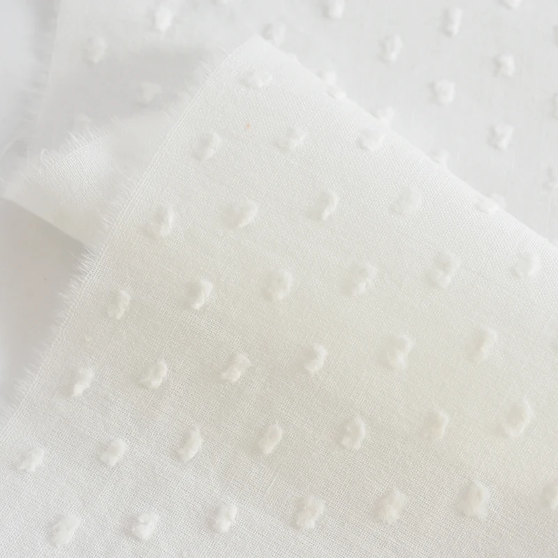 Breathable And Soft Plain Guipure Fabric Summer Baby Kids Fabrics Materials Pure Cotton swiss dot Jacquard Fabric For Dresses