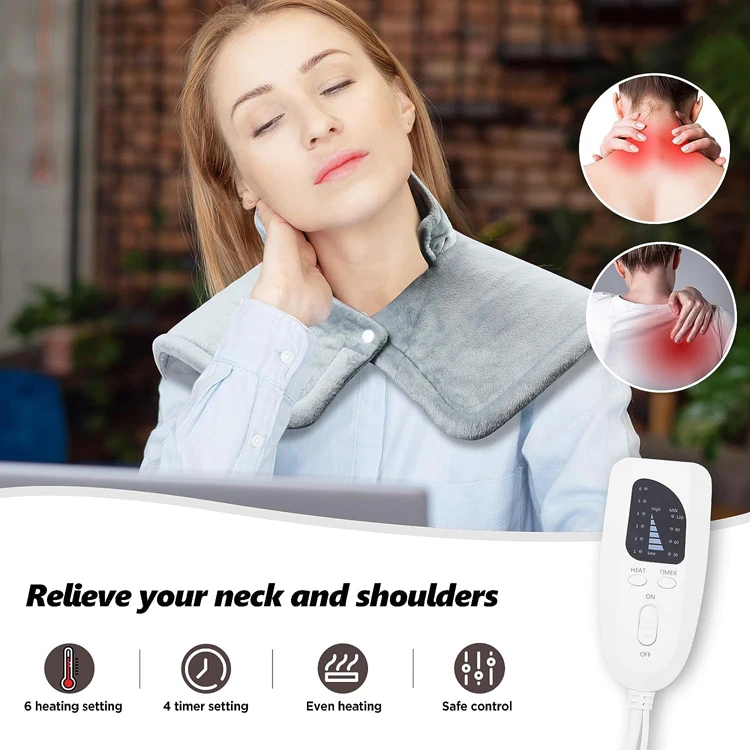 Superior Fleece Heating Shoulder Cape with Timing Function and Adjustable Temperature for Spine Comfort Thermal Instrument